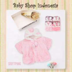 large Jaket Mantel Anak Bunny Softpink